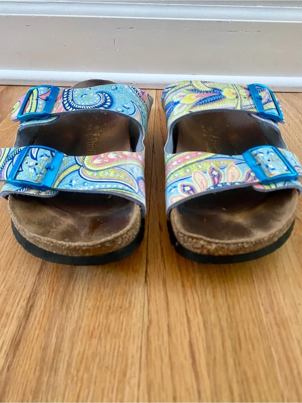 Birkenstock Papillio Arizona Sandals Paisley Blue Pink Size 41 US 8